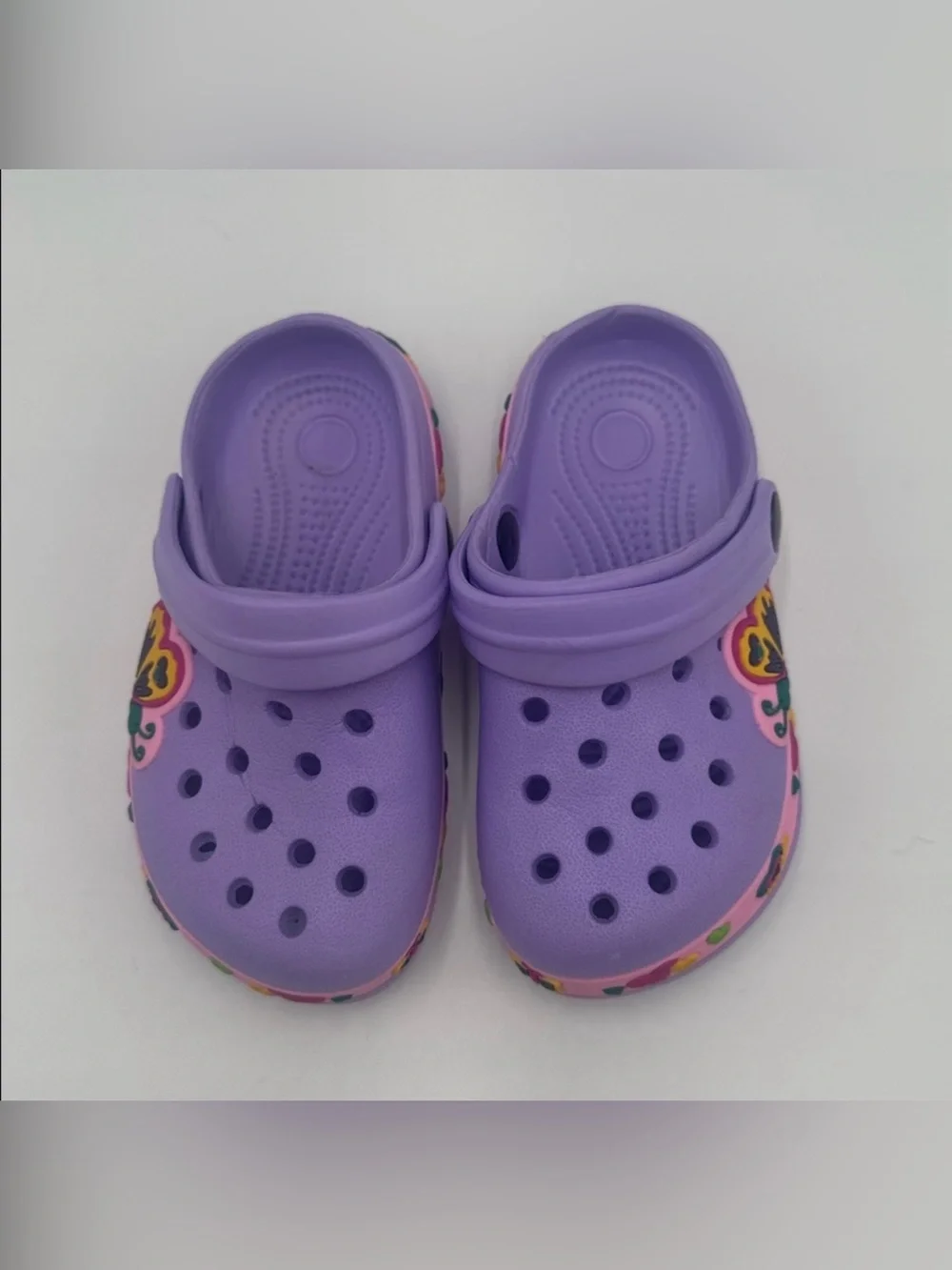 Kids Purple Butterfly Clog Sandals - Brand